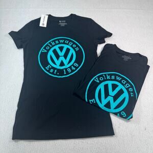 VW Volkswagen Driver Gear Lot of 2 Short Sleeve Shirts Black and Blue Medium